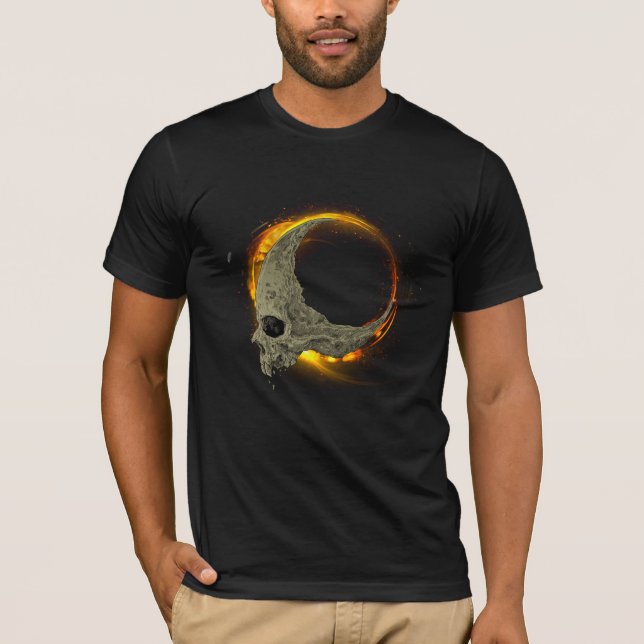 Camiseta Calavera en llamas de luna retro muerta (Anverso)
