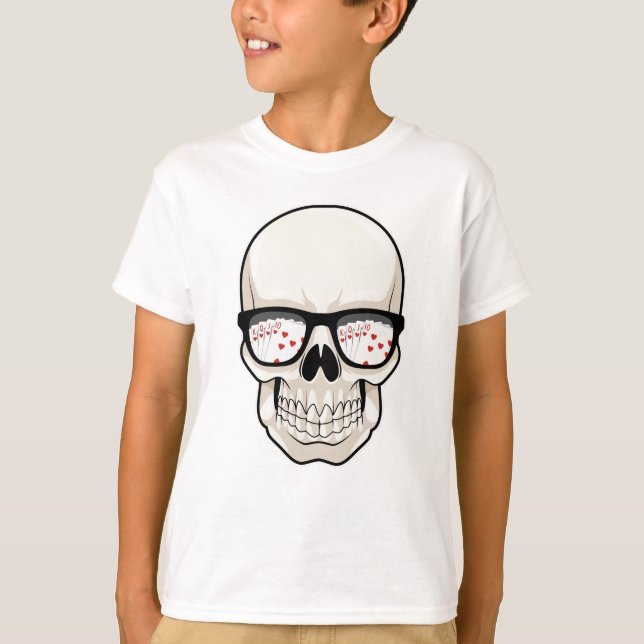 Camiseta Calavera en Poker con gafas de sol (Anverso)