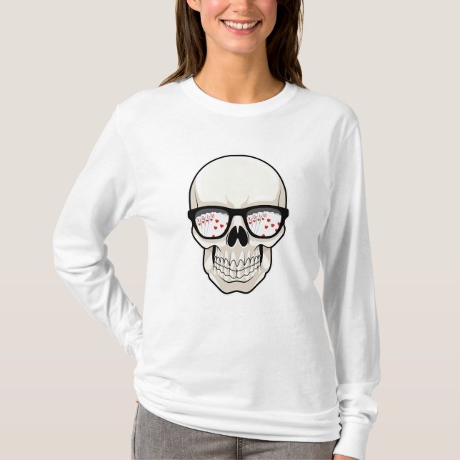 Camiseta Calavera en Poker con gafas de sol (Anverso)