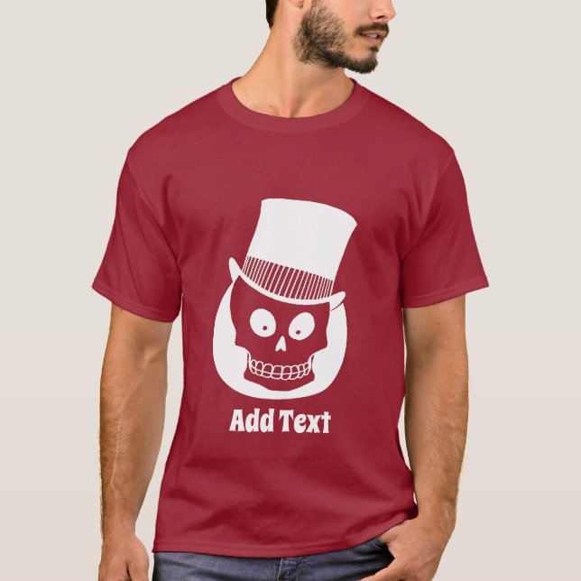 Camiseta Calavera en sombrero superior, añadir texto (Anverso)