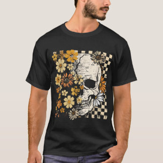 Camiseta Calavera Esqueleto Floral Otoño Espeluznante Hallo