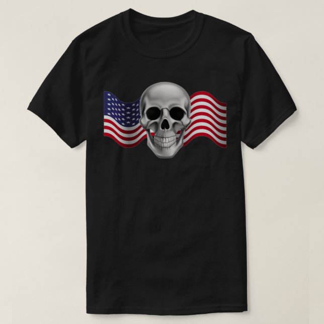 Camiseta Calavera estadounidense de titanio en negro (Diseño del anverso)