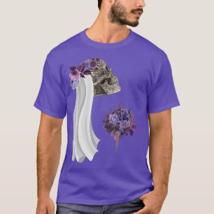 Camiseta Calavera estética con flores en grunge suave, Goth