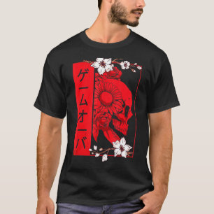 Camiseta Calavera Estética De Grunge Suave Y Gama De Flores