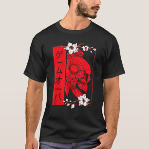 Camiseta Calavera Estética De Grunge Suave Y Gama De Flores