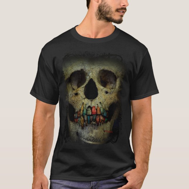 Camiseta Calavera Extrema de cierre con puertas para diente (Anverso)