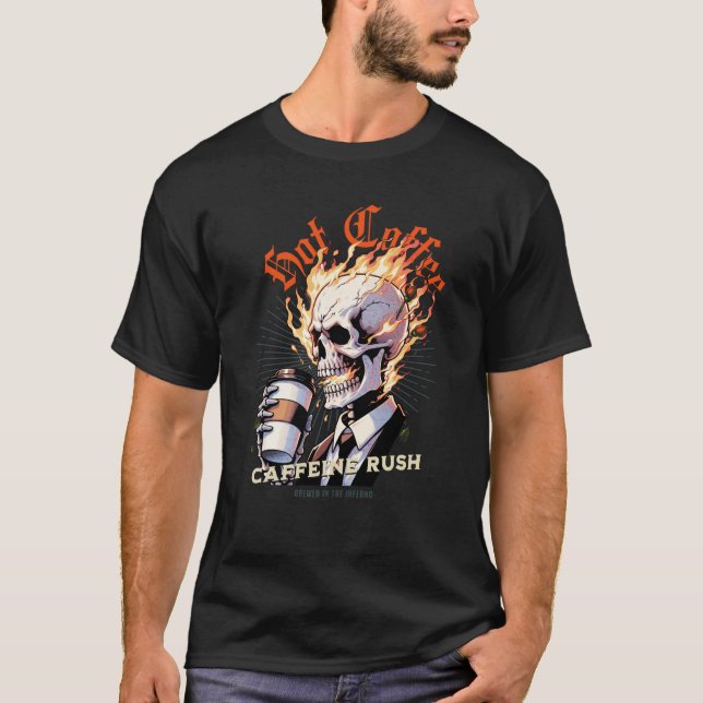 Camiseta Calavera feroz con café caliente (Anverso)
