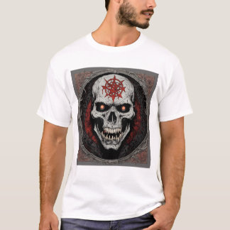 Camiseta Calavera feroz y cruz rock & Roll T-Shirt De