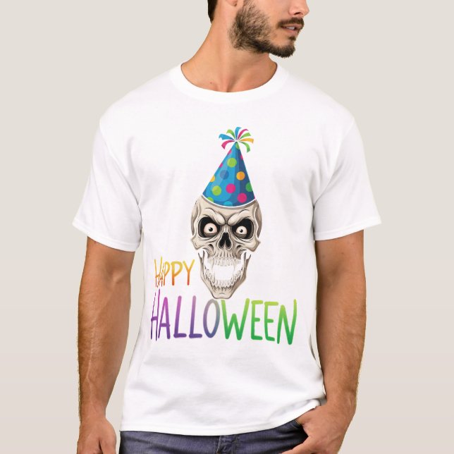 Camiseta Calavera fiesta con colorida Halloween (Anverso)
