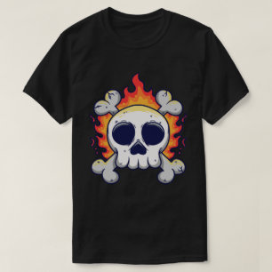 Camiseta Calavera flamante con huesos cruzados