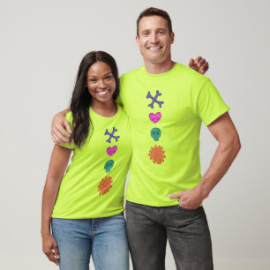 Camiseta Calavera, Flor, Corazón, Huesos Botones Asombrosos