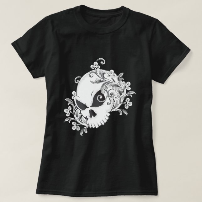 Camiseta Calavera Floral (Diseño del anverso)