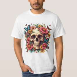 Camiseta Calavera Floral: Belleza en la Oscuridad