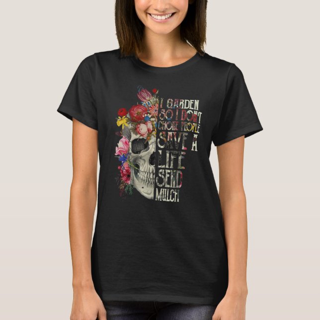 Camiseta Calavera floral en el jardín para no asfixiar a la (Anverso)