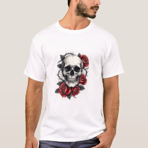 Camiseta Calavera floral gótica