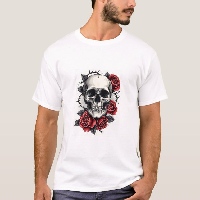 Camiseta Calavera floral gótica (Anverso)