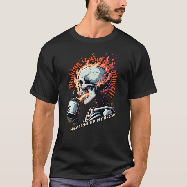 Camiseta Calavera furiosa - Desatando el calor del café cal (Anverso)