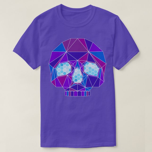 Camiseta Calavera geométrica púrpura (Diseño del anverso)