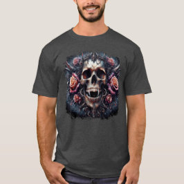 Camiseta Calavera gótica adorada con Rosas