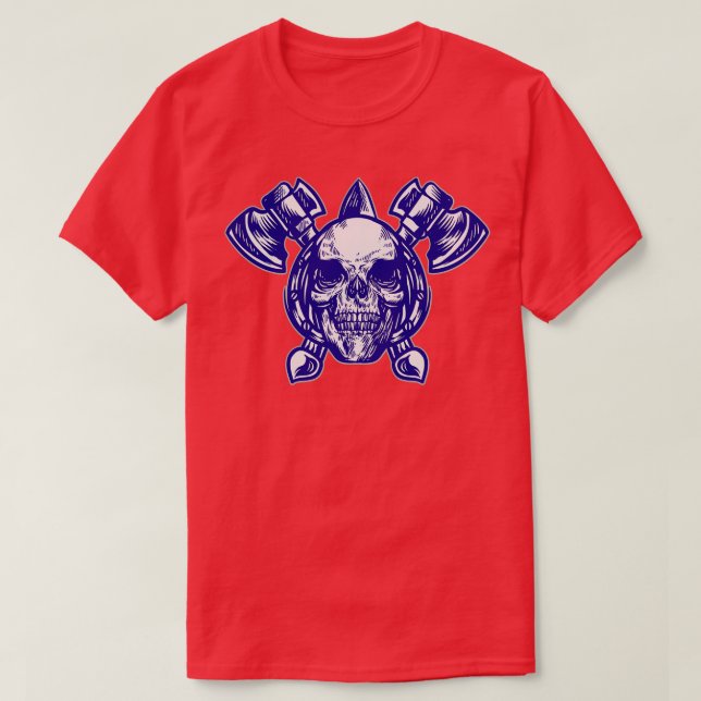 Camiseta Calavera gótica con dos ejes tatuaje (Diseño del anverso)