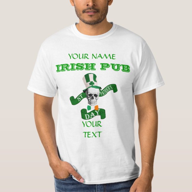 Camiseta Calavera gótica divertida en St Patrick's (Anverso)