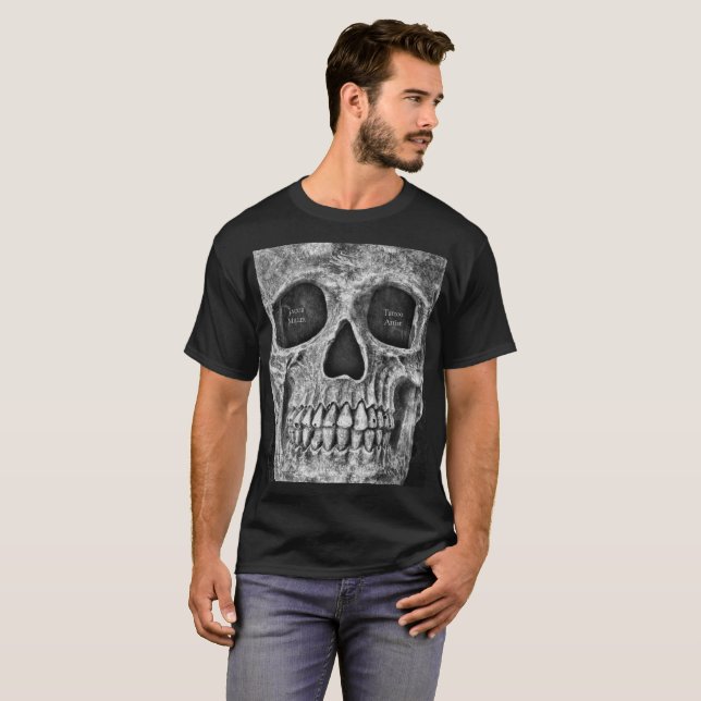Camiseta Calavera Gótica Enfrenta Tatuaje Blanco Y Negro (Anverso completo)