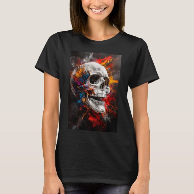 Camiseta Calavera Gráfica con Colores Explosivos (Anverso)