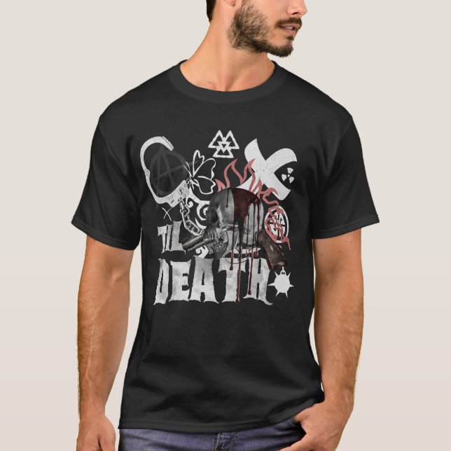 Camiseta Calavera 'Hasta la Muerte' Rock Gótico Fiesta de S (Anverso)