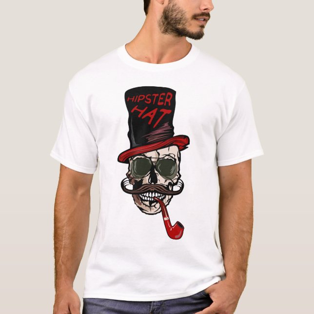 Camiseta calavera hipster cráneo skull barbudo Barbera (Anverso)