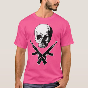Camiseta Calavera Huesos Cruz Ak 47 Rifles Cruzados Dispara