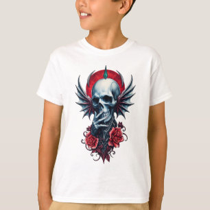 Camiseta Calavera impresionante y realista con alas