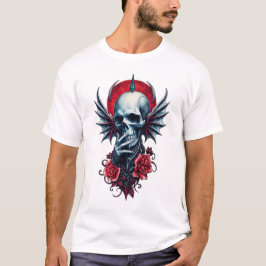 Camiseta Calavera impresionante y realista con alas