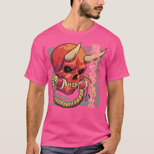 Camiseta Calavera japonesa sobre el esqueleto del demonio a