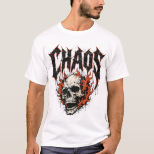 Camiseta Calavera llameante de caos Heavy Metal
