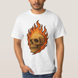 Camiseta Calavera Llameante de Renacimiento Diseño de Poder