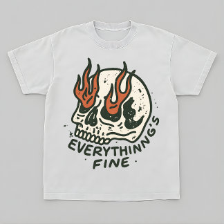 Camiseta Calavera llameante Gráfica Sarcástica Vintage Grun