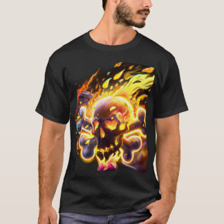 Camiseta Calavera llameante y huesos cruzados