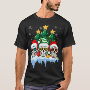 Camiseta Calavera Mexicana de Santa Flor Azúcar Cráneo Navi