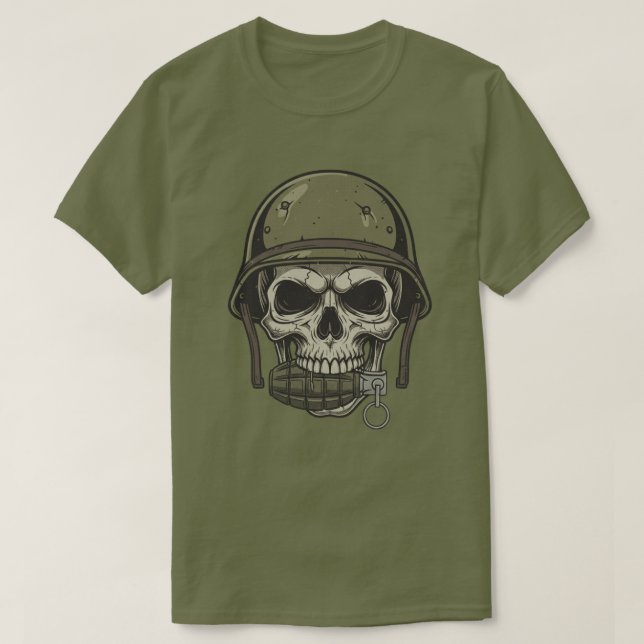 Camiseta Calavera militar con granada (Diseño del anverso)