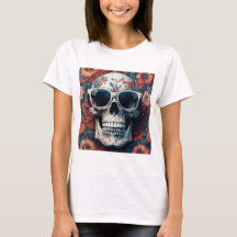 Calavera muerta de Peach Floral 3D con gafas de so