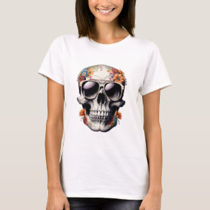 Camiseta Calavera muerta de Peach Floral 3D con gafas de so
