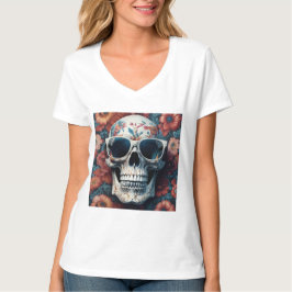 Camiseta Calavera muerta de Peach Floral 3D con gafas de so