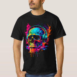 Camiseta Calavera musical Audaz Tee gráfico retro sinthwave