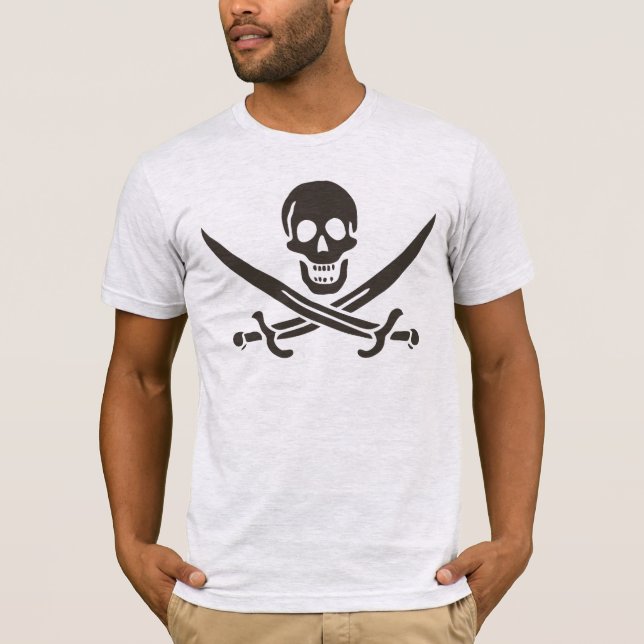 Camiseta Calavera obsidiana espada Bandera pirata de Calico (Anverso)