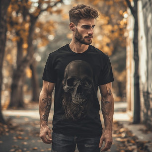 Camiseta Calavera oscura con arte barba Símbolo de la mor