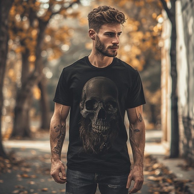 Camiseta Calavera oscura con arte barba | Símbolo de la mor (Subido por el creador)