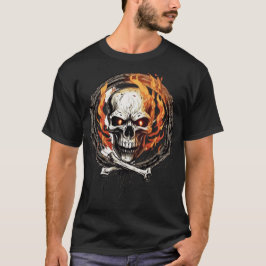 Camiseta Calavera ósea e incendio