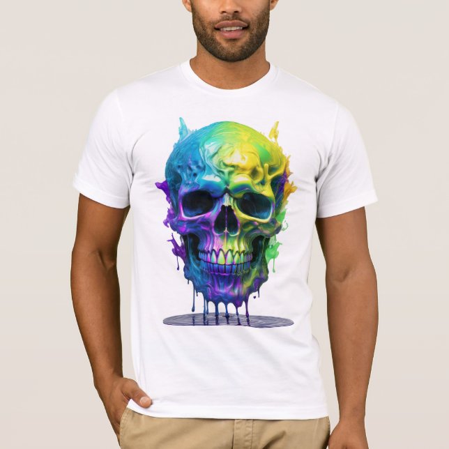 Camiseta Calavera pintada de arcoiris (Anverso)