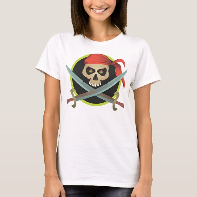 Camiseta Calavera pirata con espadas cruzadas (Anverso)