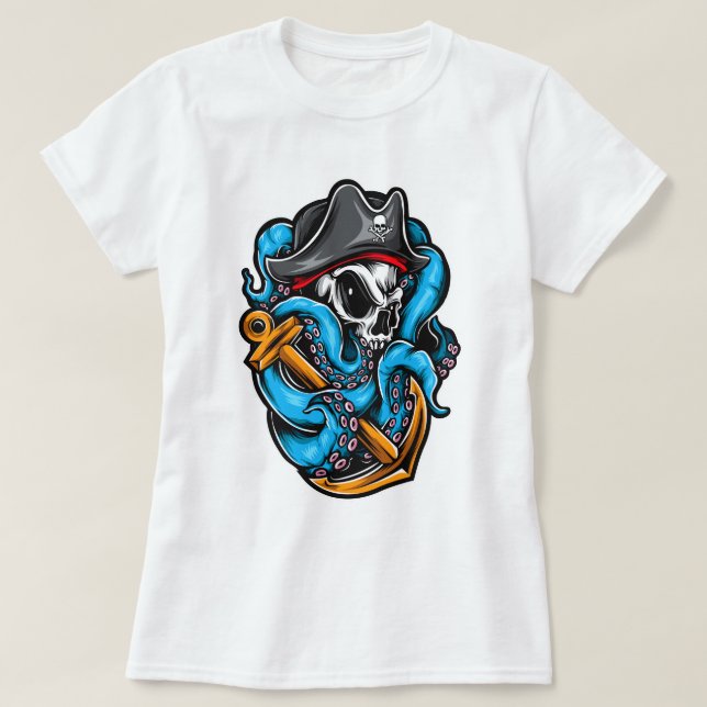 Camiseta Calavera pirata del pulpo (Diseño del anverso)